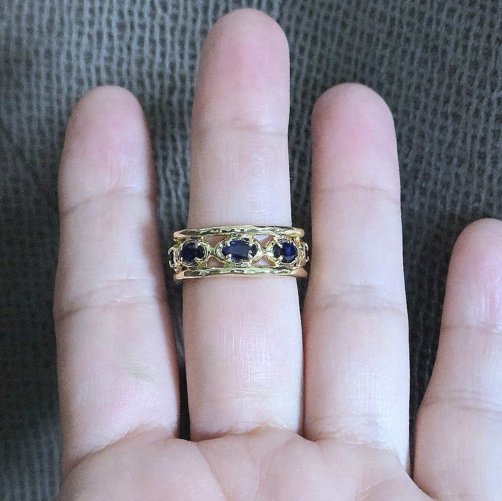 Zeyzey Gold💛 Double✌️ Band with Blue💙 Crystals💎 Ring💍 - NWT - Picture 6 of 16